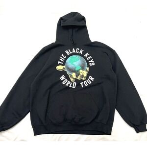 The Black Keys World Tour Hoodie Mens Large Black Pullover Sweatshirt Rock Band